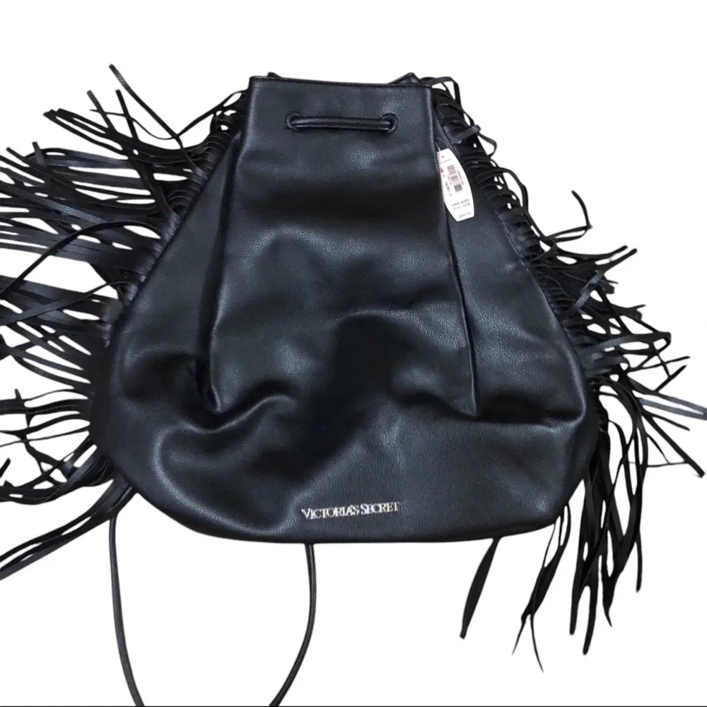 Victoria’s Secret Black Fringe Backpack ✨ Boho Festival Vibes